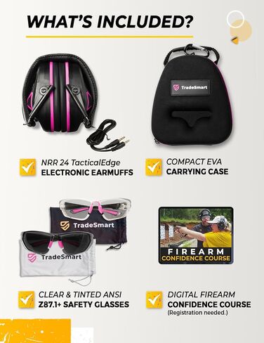 TradeSmart Complete Shooting Eye and Ear Protection: Electronic Earmuffs for Shooting, Range Glasses & Hard Carrying Case in Kuwait