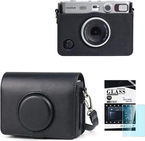 CAIYOULE Camera Case for Fujifilm Instax Mini EVO Instant Film Camera | Protective Camera Case, Crystal Camera Shell for Fujifilm Instax Mini Evo, with Screen Protector, Adjustable Shoulder Strap in Saudi Arabia