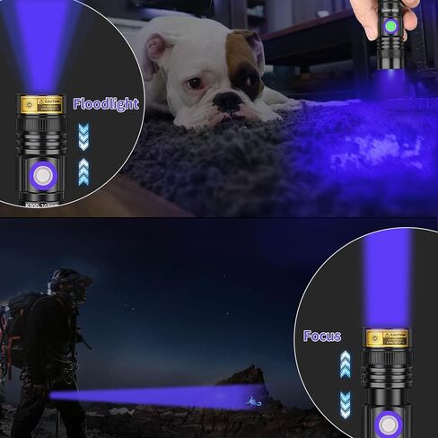 UV Flashlight Black Light USB Rechargeable 395nm Blacklight Mini, Woods lamp Portable Handheld Powerful LED Ultraviolet Lights Flashlights, Focus Adjustable for Resin Curing, Pet Urine Detection in Saudi Arabia