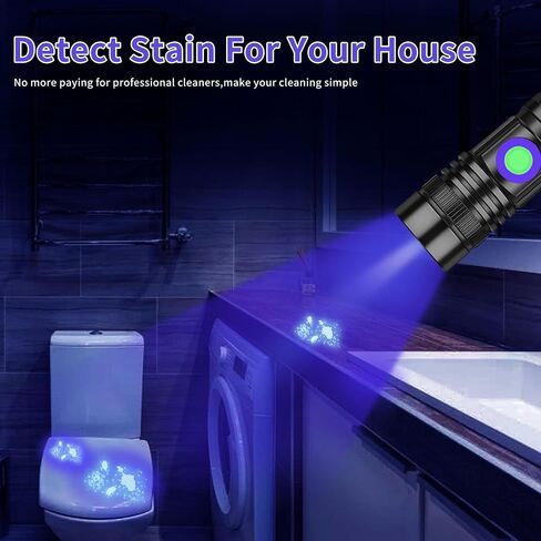 UV Flashlight Black Light USB Rechargeable 395nm Blacklight Mini, Woods lamp Portable Handheld Powerful LED Ultraviolet Lights Flashlights, Focus Adjustable for Resin Curing, Pet Urine Detection in Saudi Arabia