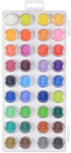 Premium Non-Toxic Watercolor Paint Set for Kids and Adults - Vibrant Water Color Paint Set with 36 Colors and 12 Paint Brushes - Watercolor Palette Art Supplies for Students and Professional Artists in Kuwait