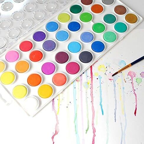 Premium Non-Toxic Watercolor Paint Set for Kids and Adults - Vibrant Water Color Paint Set with 36 Colors and 12 Paint Brushes - Watercolor Palette Art Supplies for Students and Professional Artists in Kuwait