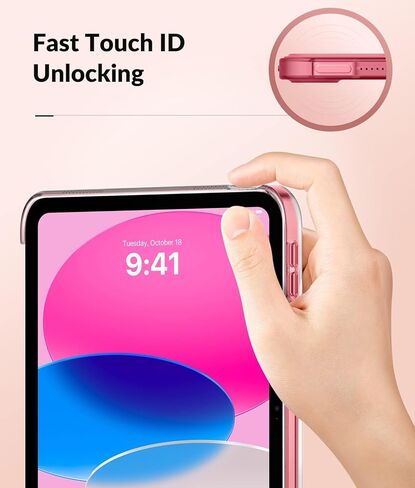 MoKo Case for New iPad 10th Generation Case 2022, iPad 10.9 Case with Soft TPU Translucent Frosted Back Cover, Slim Shell Stand Protective Case with Auto Wake/Sleep, Support Touch ID, Black in Kuwait