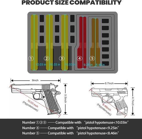Handgun Case 4 Pistol Case & 17 Magazine, Heavy Duty Gun Hard shell - Shock Proof & Waterproof Pistol Cases with Included Silica Gel Canister - Black in Saudi Arabia