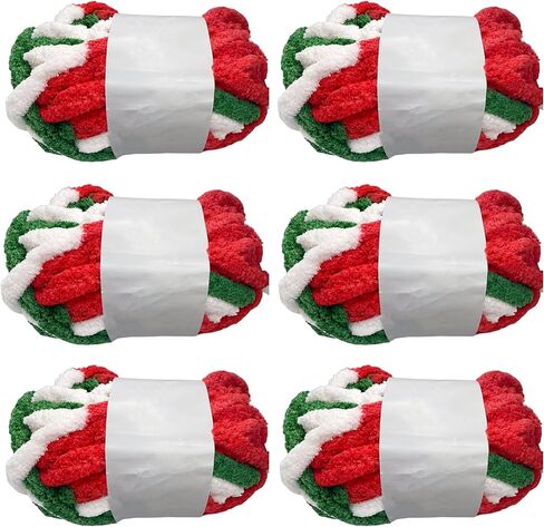 بطانية مكتنزة للغاية من خيوط شانيل 48 أونصة لحياكة الذراع، خطوط متعددة الألوان من البوليستر السريع جامبو سهل النسيج، خيوط سميكة فاخرة (متعددة الألوان #4، 6 عبوات) in Kuwait