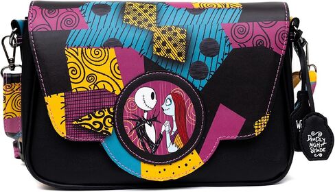 Disney Vegan Leather Cross Body Backpack for Men and Women with Adjustable Strap,The Nightmare Before Christmas Sally Dress Patchwork in Saudi Arabia
