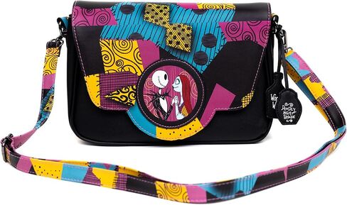 Disney Vegan Leather Cross Body Backpack for Men and Women with Adjustable Strap,The Nightmare Before Christmas Sally Dress Patchwork in Saudi Arabia