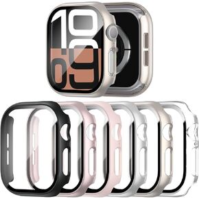 6 Pack Case for Apple Watch SE (2023 New) SE (2nd Gen)/6/SE/5/4 40mm with Tempered Glass Screen Protector, Hard PC Ultra-Thin Scratch Resistant Protective Cover for iWatch 40mm Accessories