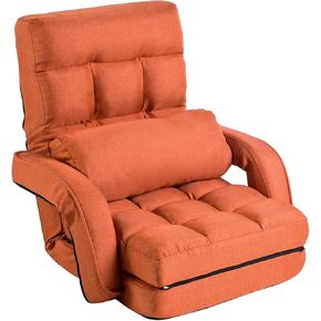 FLOGUOR 42-Position Adjustable Floor Chair, Chaise Lounge Indoor, Folding Lazy Sofa with Armrests and a Pillow Padded adults Gaming Chairs for Living Room, Bedroom Factory Price (Blue) 8803BL