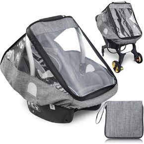 Car Seat Rain Cover,Infant Car Seat Weather Shield,Waterproof,Windproof Protection,Protect from Dust Snow,Rain Cover Features Quick-Access Zipper Door and Ventilation,(Gray Melange)