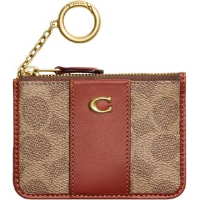 COACH Color-Block Coated Canvas Signature Mini ID Skinny Tan Rust One Size