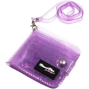 Aibearty Women Girls Glitter Transparent PVC Slim Bifold Wallet ID Credit Card Case Holder Clutch Wallet Coin Purse with Hanging String