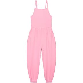 Girls Rompers Toddler Jumpsuit Playsuit Sleeveless Loose Spaghetti Strap with Pockets Summer Pant