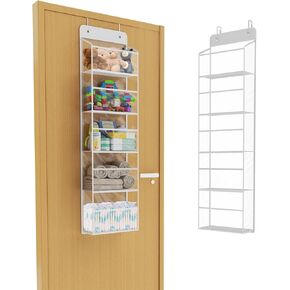 Univivi Over Door Hanging Organizers and Storage Nursery Closet Cabinet Baby Storage with 4 Large Compartments 2 Small PVC Pockets with 6 Side Pockets for Cosmetics, Toys and Sundries (Purple)