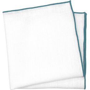 BELLUNO White Pocket Square with Embroidered Edge