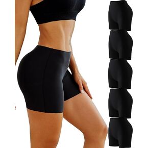 Knowyou Seamless Boy Shorts Underwear for Women No Show Womens Boxer Boyshorts Soft Briefs Panties for Ladies 5 Pack