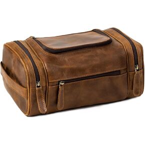ELIZO Leather Toiletry Bag for Men Women Dopp Kit Mens Hanging Toiletry Bag (PREMIUM LEATHER Saddle) Toiletry Bag for Travelling Tall Extra Large Toiletry Cosmetic Travel Bag for Toiletries