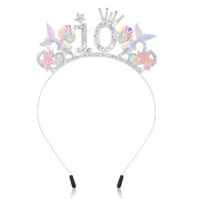 Jaciya Metal Headband Silver Rhinestone Head Band 13th Birthday Decorations for Girls Ocean Themed Party