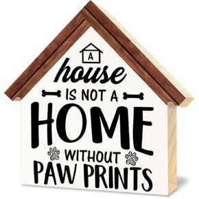 Home Sweet Home Wood Block Sign Home Decor Farmhouse House Shaped Home Wooden Sign Decor for Desk Shelf, Housewarming Gifts for New Home
