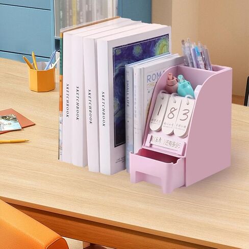 نهايات كتب قابلة للتعديل مع درج وحامل أقلام، تصميم مضاد للانزلاق، نهايات كتب قابلة للتوسيع للمكتب والمكتب (أزرق، 23.23 بوصة كحد أقصى) in Kuwait