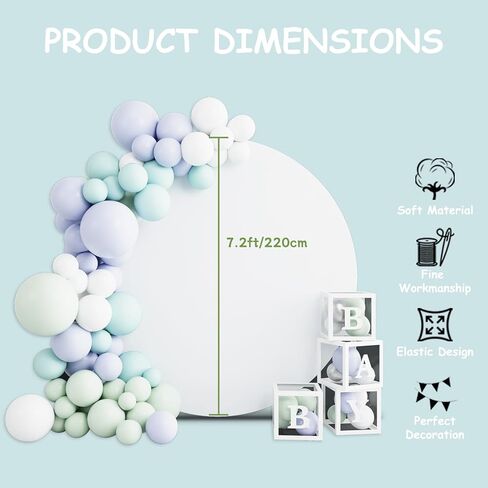 HELAKU White 7.2ft Round Backdrop Cover | 7.2x7.2ft White Circle Background for Birthday Party, Baby Shower, Wedding Decorations in Kuwait