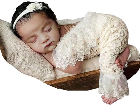 Holibeat Newborn Girl Photography Props Baby Photoshoot Outfits Infant Lace Romper Costume 0-2M in Saudi Arabia