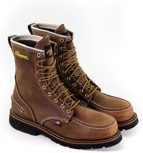 Thorogood 1957 Series 8" Waterproof Steel Toe Work Boots for Men - Full-Grain Leather with Moc Toe, Slip-Resistant Heel Outsole, and Comfort Insole; EH Rated, Crazyhorse - 9 W US in Kuwait