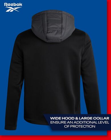 Reebok Men's Jacket - Quilted Puffer Bomber Jacket with Fleece and Tricot Sleeves - Hooded Outdoor Jackets for Men (L-XL) in Saudi Arabia
