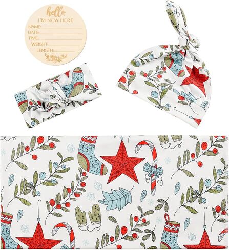 Baby Halloween Receiving Blanket Swaddle Blanket Infant Headband Beanie Set (Halloween Pink) in Kuwait