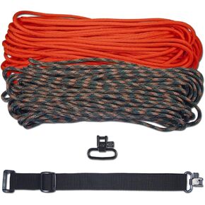 Paracord Planet DIY Adjustable Strap Multi-Purpose Sling | 550 LB Paracord and 1 Inch Webbing | Neon Orange and Woodland Camo with Black Webbing in Saudi Arabia