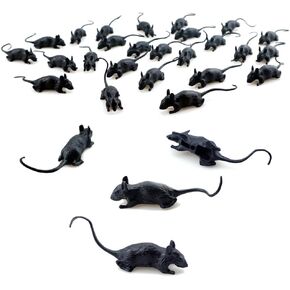 25 PCS Black Plastic Mouse Rat Halloween Mouse Realistic Mouse Simulation Small Mouse Model Fake Rat for Prank Party