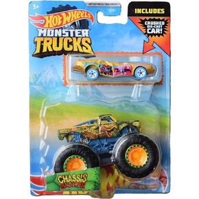 Hot Wheels Monster Trucks Chassis Snapper, Includes Crushed Die Cast Car - Chassis Snapper