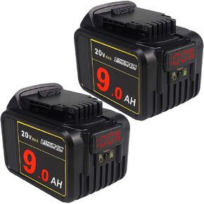 20V Battery Replacement for Dewalt 20V Battery 9.0Ah - High Capacity, Compatible with Dewalt 20 Volt Tools & Chargers 2-Pack