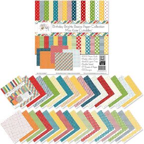 Pattern Paper Pack - Birthday Brights Basics - for Party - 17 Double-Sided 12"x12" Collection Includes 34 Patterns - Scrapbooking Card Making Crafting - by Miss Kate Cuttables