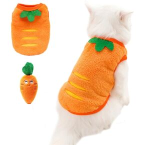 ANIAC Small Dog Sweater and Carrot Toy Set Warm Cat Clothes Fleece Puppy Sweatshirt for Small Dog Girl boy Chihuahua Sweater Carrot Easter Costume for Yorkie Pug Extra Small Dog (Orange, Large)