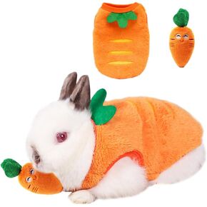 ANIAC Small Dog Sweater and Carrot Toy Set Warm Cat Clothes Fleece Puppy Sweatshirt for Small Dog Girl boy Chihuahua Sweater Carrot Easter Costume for Yorkie Pug Extra Small Dog (Orange, Large)