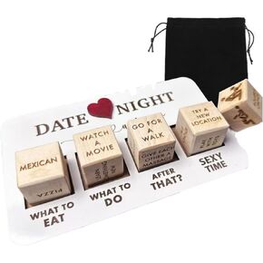 MIAO PAW Wooden Date Night Dice, Romantic What to Do Date Night Couples Games with Pouch Storage, Novelty Action Decision Dice Games Date Night Ideas for Couples, Valentine's Day, Birthday in Kuwait