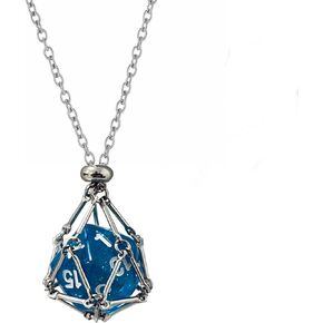 DND D20 Dice Necklace - Interchangeable Stainless Steel Cage for d&d Dice, Dice Pendant DND Gift for Dungeon Master, D&D Player and RPG Gamer