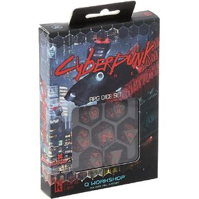 Q-Workshop The Cyberpunk RPG Dice Set , Black, 2.4 x 16.4 x 10.4 cm