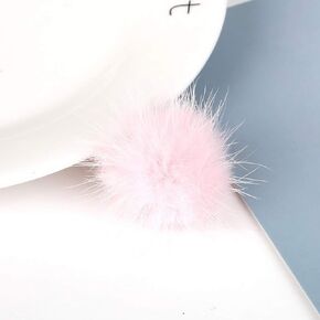Cozylkx 6 Pcs Faux Fur Pom Pom Balls DIY Fluffy Plush Pompoms Ball Charms for Pendant Jewelry Hats Scarves Bag Shoes, 1.3" Black