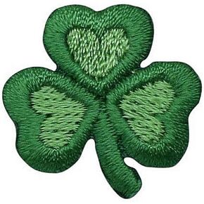 1 Inch - Small Irish Shamrock - Clover Leaf/Trefoil - Embroidered Iron on Patch