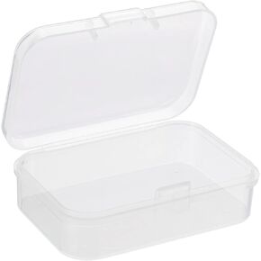 PATIKIL Clear Storage Container with Hinged Lid 65x45x20mm, 4 Pack Plastic Rectangular Box for Beads Art Craft