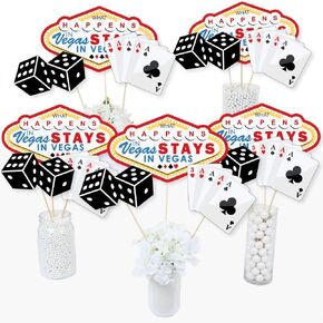 Big Dot of Happiness Las Vegas - Casino Party Centerpiece Sticks - Table Toppers - Set of 15
