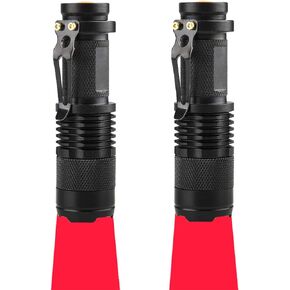 RaySoar 2 Pack Red Light Flashlight Red LDE Flashlight Red Flashlight Night Vision Flashlight for Astronomy, Night Observation and Outdoor Activities(2 PCS)
