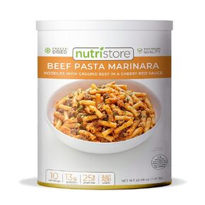 Nutristore | Freeze-Dried Beef Pasta Marinara | Emergency Survival Bulk Food Storage Meal | Perfect for Everyday Quick Meals and Long-Term Storage | 25 Year Shelf Life | USDA Inspected