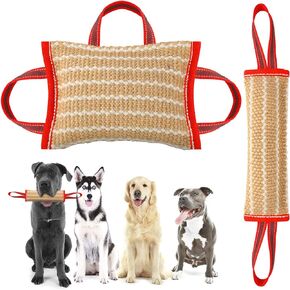 Libima 2 Pcs Dog Tug Toy Dog Pillow with Strong Handles Tug of War Dog Training Tools Toy Linen Pad for Puppy Young Small Medium Dogs Interactive Play Training