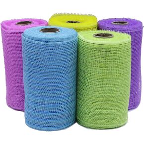 6 inch x 30 feet(10 Yards)-YYCRAFT Metallic Poly Mesh Ribbon for Easter Day Decoration/Wreath Making Craft(5 Pack)