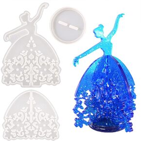 Dancing Girl Trinket Display Shelf Epoxy Molds for 3D Demonstrate Jewelry DIY Resin Casting Silicone Mold, 8.8" x 6"