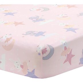 Bedtime Originals Tiny Dancer Polyester Fitted Crib Sheet - Pink, Animals, Celestial