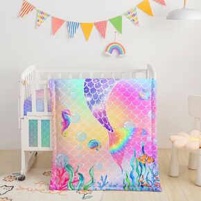 Crib Bedding Set,3pcs Nursery Crib Bedding with Comforter Crib Sheet & Crib Skirt,Watercolor Rainbow Unicorn Printed Nursery Bedding for Baby Boys and Girls(Unicorn)
